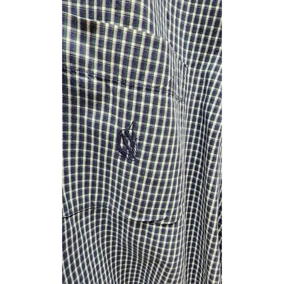 Nautica  Men's Classic Navy Check Button Up  XL - Picture 4 of 9